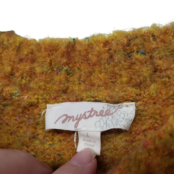 Mystree Yellow Multicolor Round Neck Long Sleeve Pullover Sweater L Womens - Picture 4 of 9